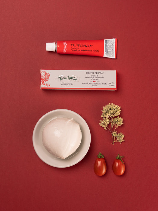 TRUFFLE PIZZA TOMATO MOZZARELLA and TRUFFLE SPREAD in a tube